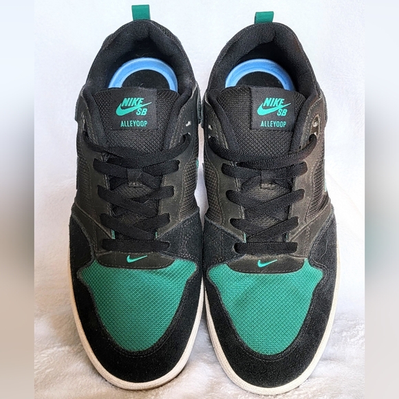 Like New Nike Alleyoop CJ0882 007 Suede Foam Sole Black Green 10.5 Street Style - Picture 3 of 7